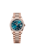 Rolex - Day-Date 36 Everose Gold - Diamond / Blue-Green - Baguette / President — Ref. 128345RBR