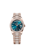 Rolex - Day-Date 36 Everose Gold - Diamond / Blue-Green - Baguette / President - Diamond — Ref. 128345RBR
