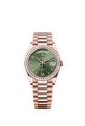Rolex - Day-Date 36 Everose Gold Diamond / Green Roman / President — Ref. 128345RBR