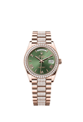 Rolex - Day-Date 36 Everose Gold Diamond / Green Roman / President Diamond — Ref. 128345RBR