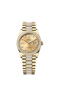 Rolex Day-Date 36 Yellow Gold / Diamond / Champagne-Diamond / President-Diamond — Ref. 128348RBR