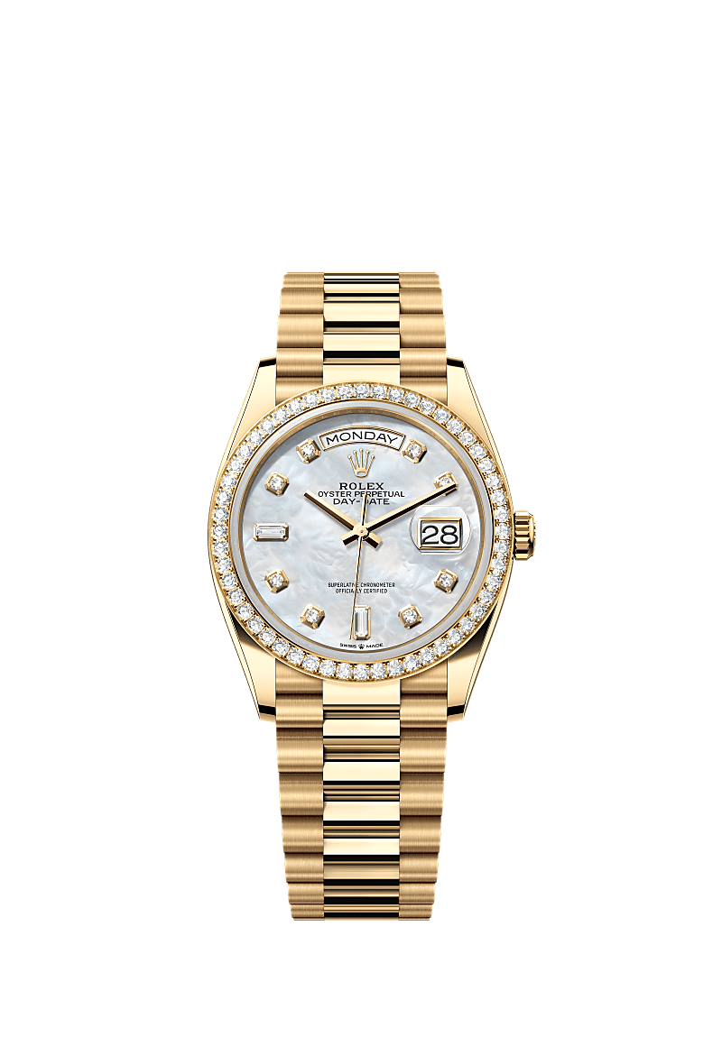 Rolex Day-Date 36 Yellow Gold / Diamond / MOP-Diamond / President — Ref. 128348RBR