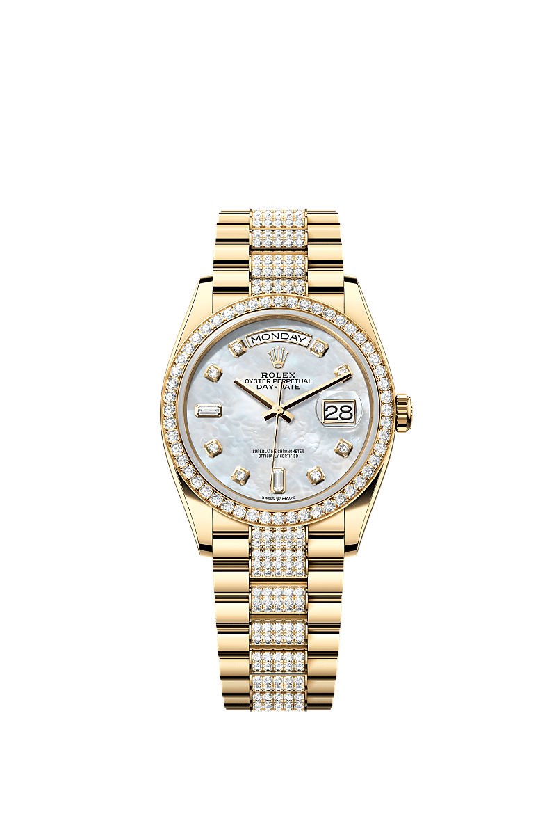 Rolex Day-Date 36 Yellow Gold / Diamond / MOP-Diamond / President-Diamond — Ref. 128348RBR
