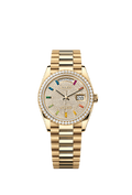 Rolex Day-Date 36 Yellow Gold / Diamond / Paved-Rainbow / President — Ref. 128348RBR