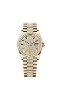 Rolex Day-Date 36 Yellow Gold / Diamond / Paved-Rainbow / President-Diamond — Ref. 128348RBR