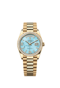 Rolex Day-Date 36 Yellow Gold / Diamond / Turquoise / President — Ref. 128348RBR