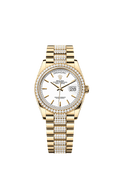 Rolex Day-Date 36 Yellow Gold Diamond / White / President - Diamond — Ref. 128348RBR