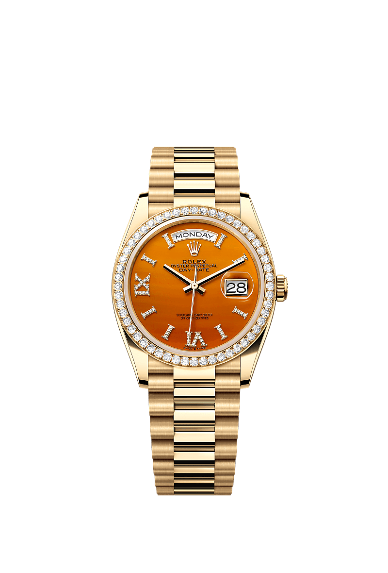 Rolex Day-Date 36 Yellow Gold - Diamond / Carnelian / President — Ref. 128348RBR