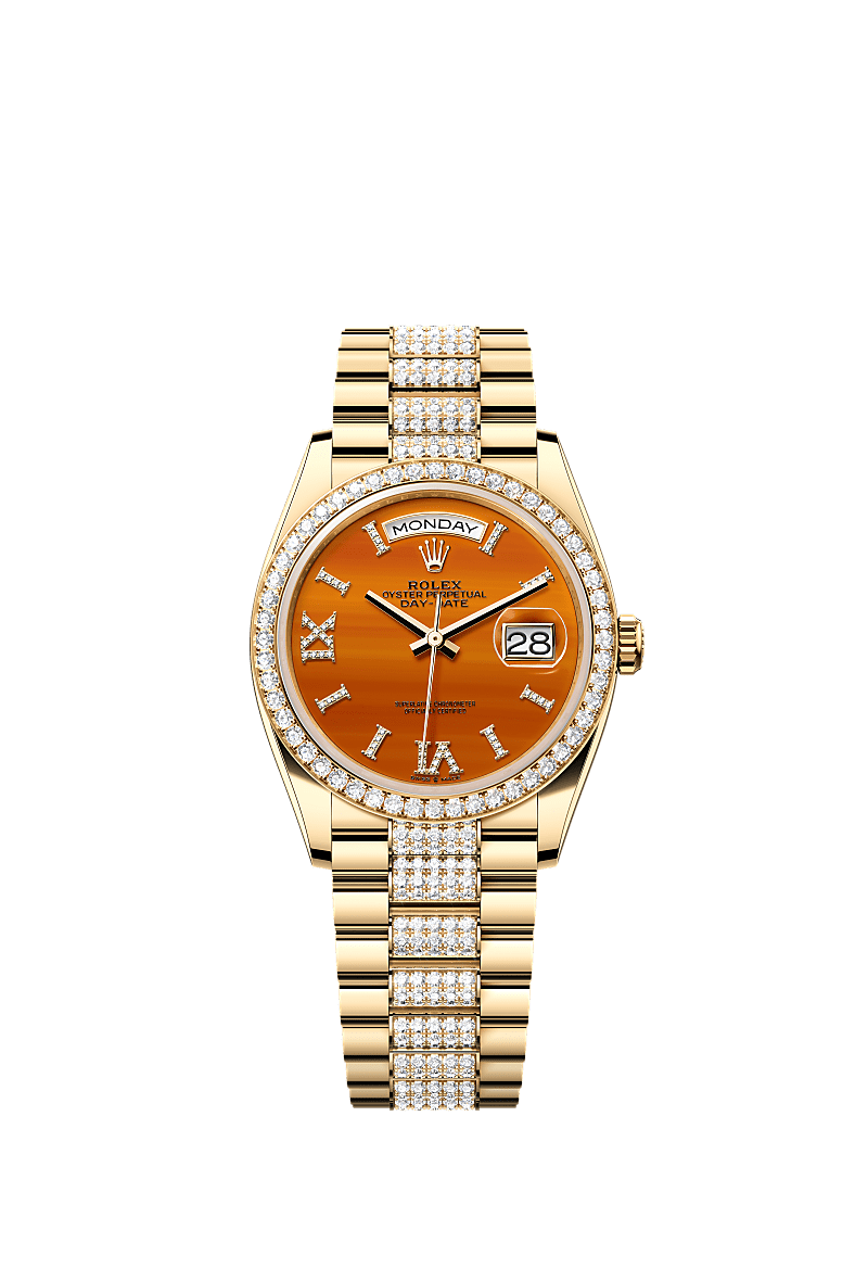 Rolex Day-Date 36 Yellow Gold - Diamond / Carnelian / President - Diamond — Ref. 128348RBR