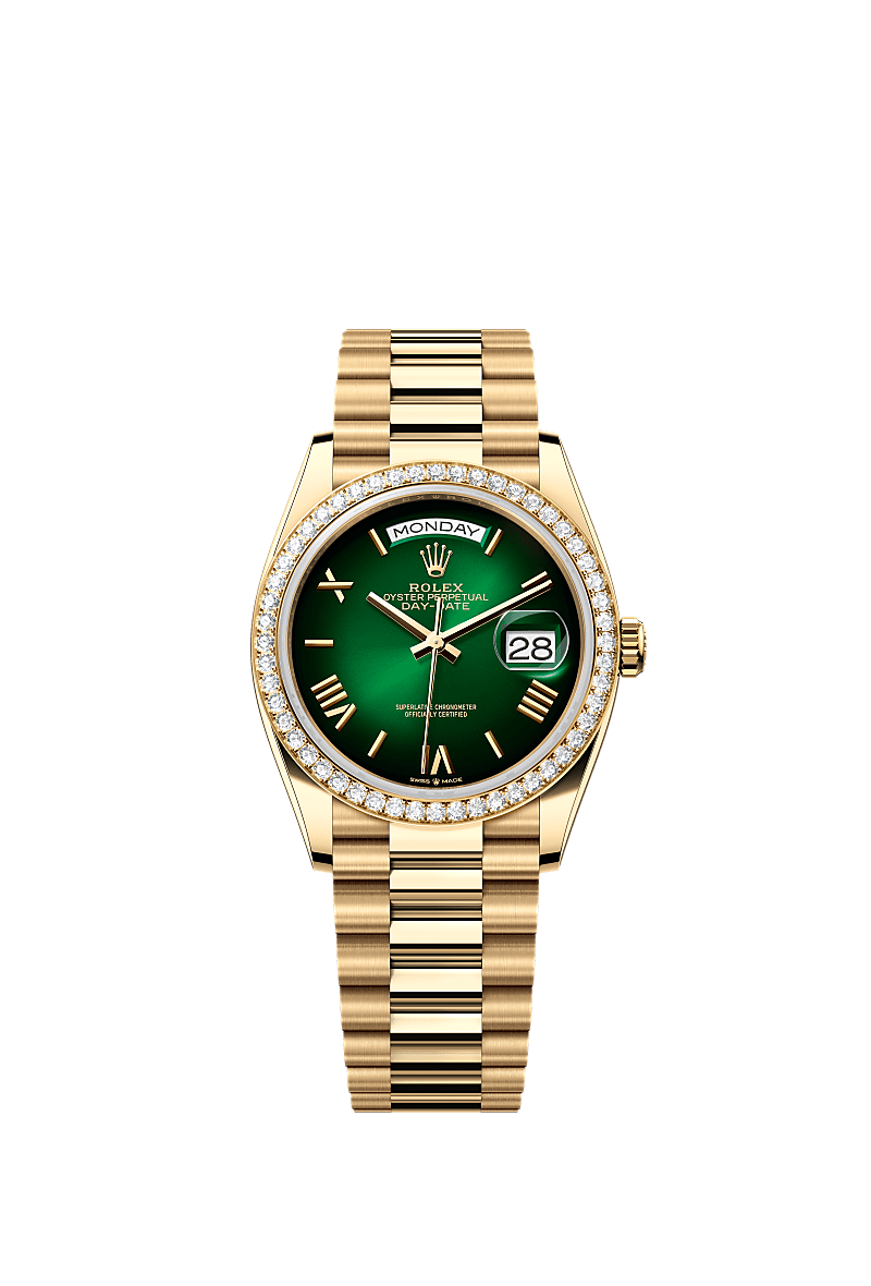 Rolex Day-Date 36 Yellow Gold - Green / President — Ref. 128348RBR