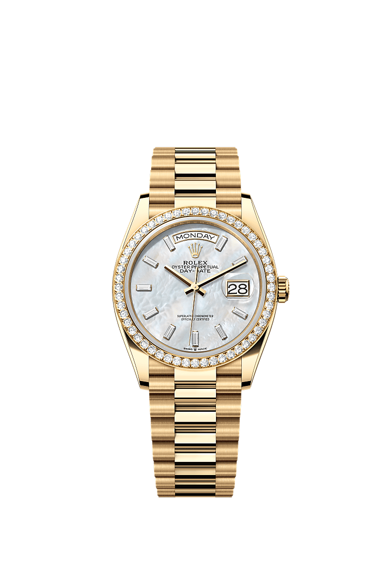 Rolex - Day-Date 36 Yellow Gold - Baguette / MOP - Diamond / President — Ref. 128348RBR