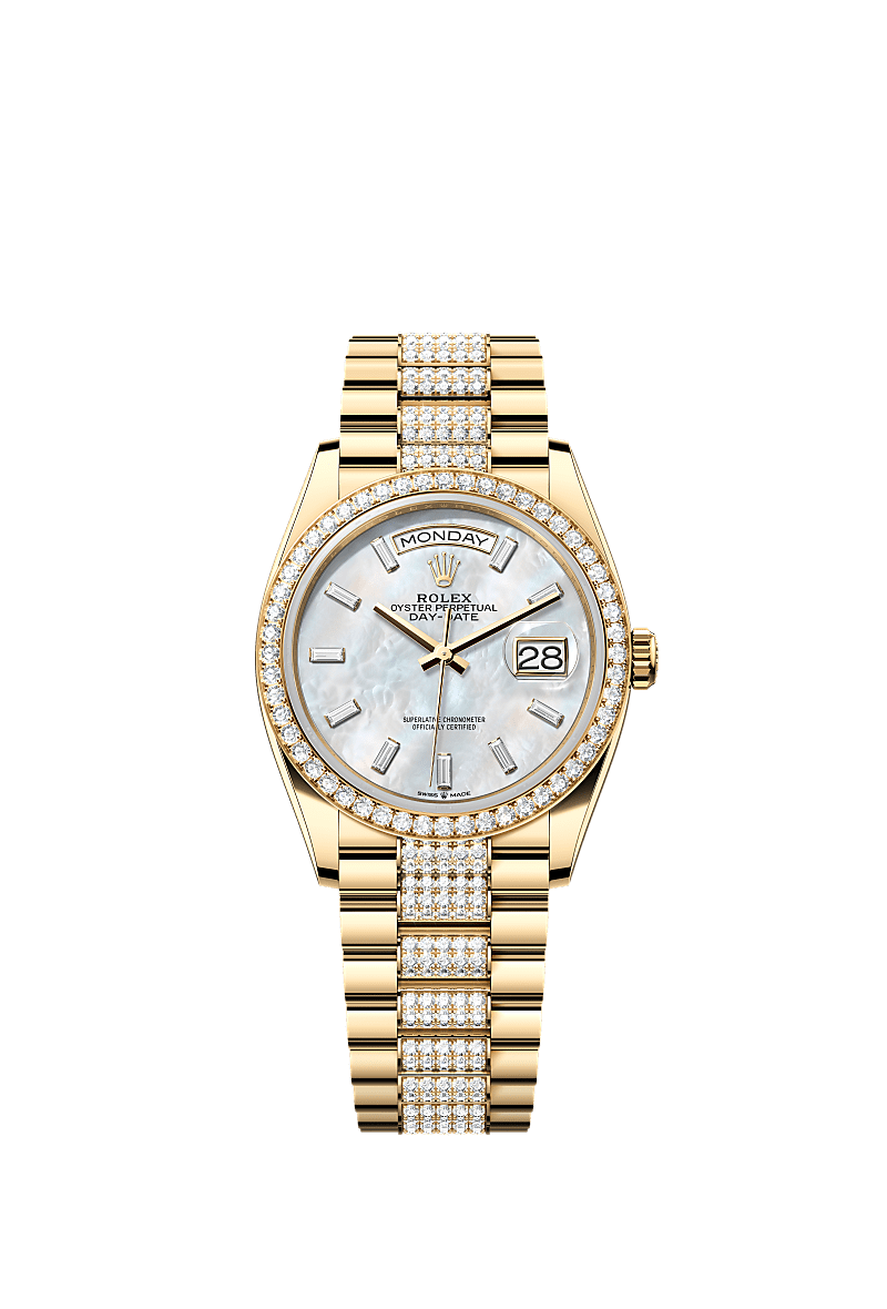 Rolex - Day-Date 36 Yellow Gold - Baguette / MOP - Diamond / President - Diamond — Ref. 128348RBR