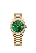 Rolex - Day-Date 36 Yellow Gold - Diamond / Bright Green - Baguette / President — Ref. 128348RBR