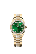 Rolex - Day-Date 36 Yellow Gold - Diamond / Bright Green - Baguette / President - Diamond — Ref. 128348RBR