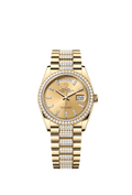 Rolex - Day-Date 36 Yellow Gold - Diamond / Champagne - Baguette / President - Diamond — Ref. 128348RBR