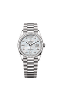 Rolex Day-Date 36 White Gold / Diamond / MOP-Diamond / President — Ref. 128349RBR