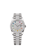Rolex Day-Date 36 White Gold / Diamond / Paved-Rainbow / President-Diamond — Ref. 128349RBR
