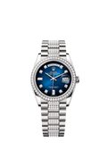 Rolex Day-Date 36 White Gold / Diamond / Blue Ombre-Diamond / President-Diamond — Ref. 128349RBR