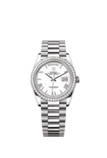 Rolex - Day-Date 36 White Gold - Diamond / White - Roman / President — Ref. 128349RBR