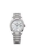 Rolex - Day-Date 36 White Gold - Diamond / MOP - Baguette / President — Ref. 128349RBR