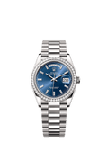 Rolex - Day-Date 36 White Gold - Diamond / Bright Blue - Baguette / President — Ref. 128349RBR