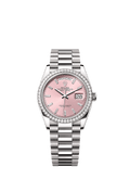 Rolex - Day-Date 36 White Gold - Diamond / Pink - Baguette / President — Ref. 128349RBR