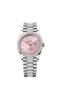 Rolex - Day-Date 36 White Gold - Diamond / Pink - Baguette / President - Diamond — Ref. 128349RBR