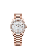 Rolex - Day-Date 36 Everose Gold - Baguette / MOP - Diamond / President — Ref. 128395TBR