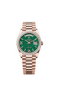 Rolex - Day-Date 36 Everose Gold - Baguette / Green Aventurine / President - Diamond — Ref. 128395TBR