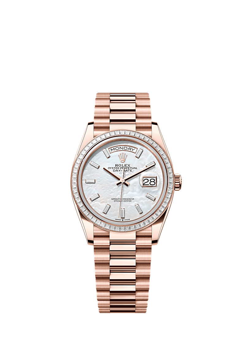 Rolex - Day-Date 36 Everose Gold - Baguette / MOP - Baguette / President — Ref. 128395TBR