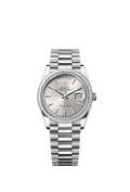 Rolex Day-Date 36 Platinum - Diamond / Silver / President — Ref. 128396TBR