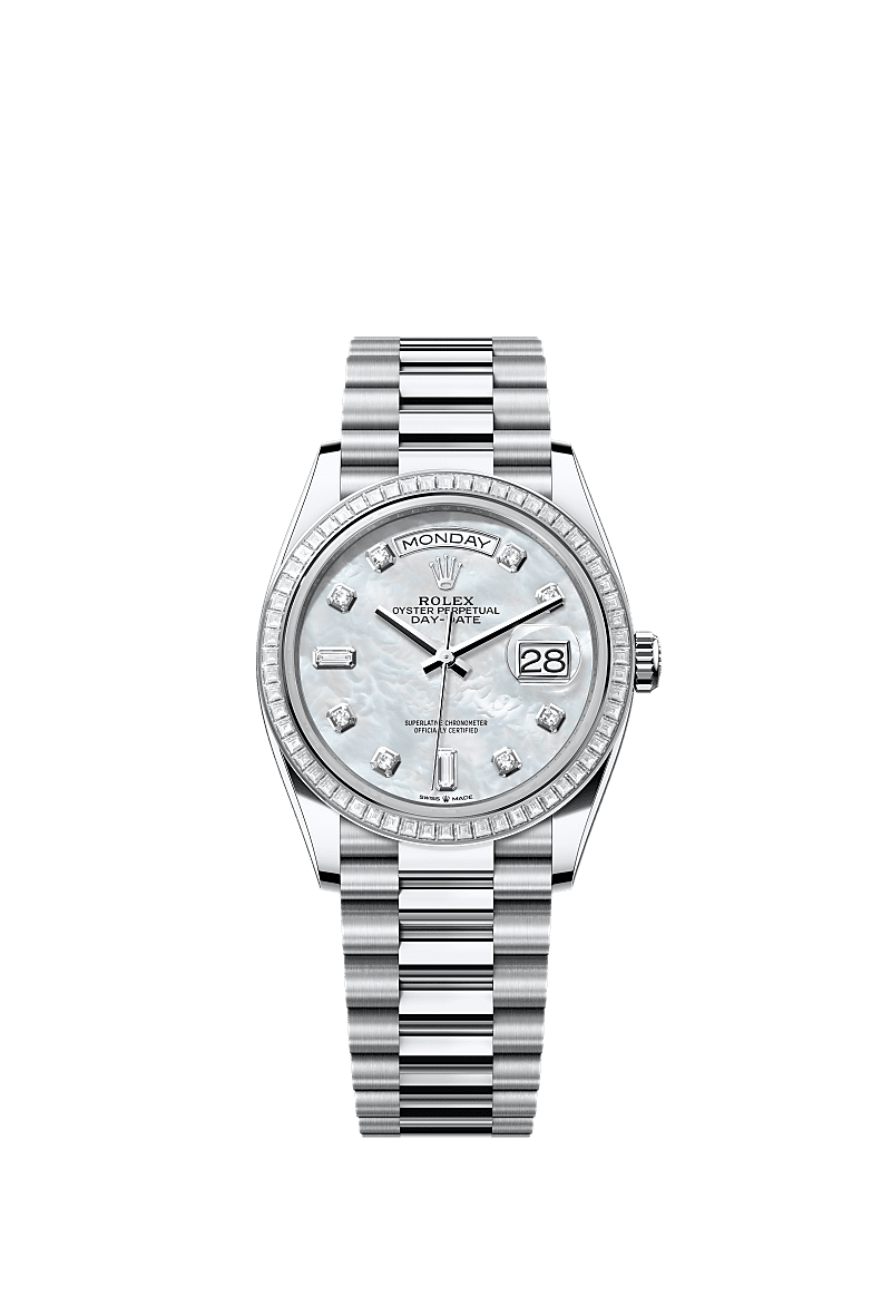 Rolex - Day-Date 36 Platinum - Baguette / President — Ref. 128396TBR