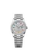 Rolex Day-Date 36 Platinum - Diamond / Paved - Rainbow / President — Ref. 128396TBR