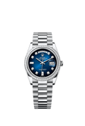 Rolex Day-Date 36 Platinum - Diamond / Blue Ombre / President — Ref. 128396TBR