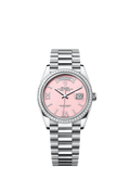 Rolex Day-Date 36 Platinum - Diamond / Pink Opal / President — Ref. 128396TBR