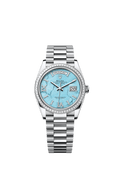 Rolex Day-Date 36 Platinum - Baguette / Turquoise / President — Ref. 128396TBR