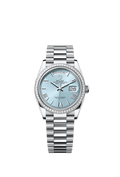 Rolex - Day-Date 36 Platinum - Baguette / Ice Blue - Roman / President — Ref. 128396TBR