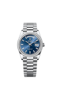 Rolex - Day-Date 36 Platinum - Baguette / Bright Blue - Baguette / President — Ref. 128396TBR