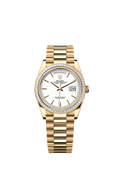 Rolex - Day-Date 36 Yellow Gold - Baguette / White / President — Ref. 128398TBR