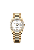 Rolex - Day-Date 36 Yellow Gold - Baguette / White - Roman / President — Ref. 128398TBR