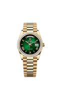 Rolex - Day-Date 36 Yellow Gold - Baguette / Green Ombr̩ - Roman / President — Ref. 128398TBR