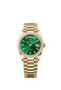 Rolex - Day-Date 36 Yellow Gold - Baguette / Bright Green - Baguette / President — Ref. 128398TBR