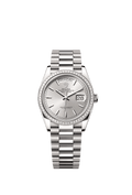 Rolex - Day-Date 36 White Gold - Baguette / Silver / President — Ref. 128399TBR