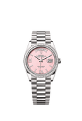Rolex - Day-Date 36 White Gold - Baguette / Pink Opal / President — Ref. 128399TBR