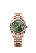 Rolex Day-Date 40 Everose / Olive - Roman — Ref. 228235