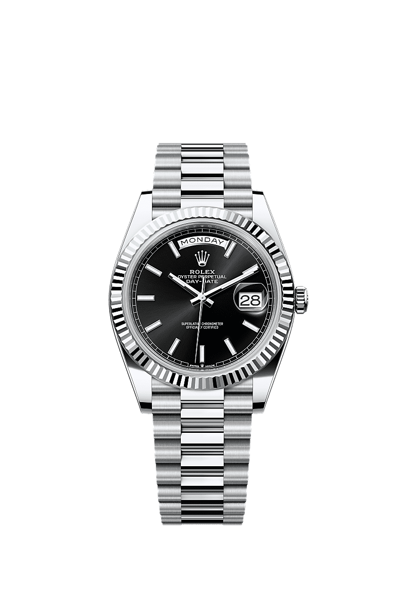 Rolex Day-Date 40 Platinum - Fluted / Black — Ref. 228236