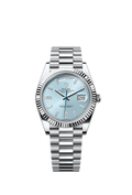Rolex Day-Date 40 Platinum - Fluted / Ice Blue - Baguette — Ref. 228236