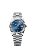 Rolex Day-Date 40 Platinum - Fluted / Blue - Roman — Ref. 228236