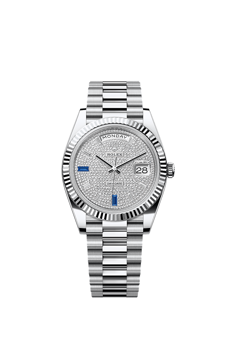 Rolex Day-Date 40 Platinum - Fluted / Paved — Ref. 228236