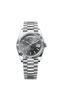 Rolex Day-Date 40 Platinum - Fluted / Slate — Ref. 228236